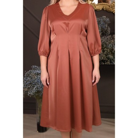 Female dress, size 52, terracotta color-12