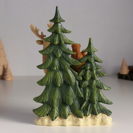 Polystone souvenir "Olennian with birds at the Christmas trees" 14x8x20 cm-2