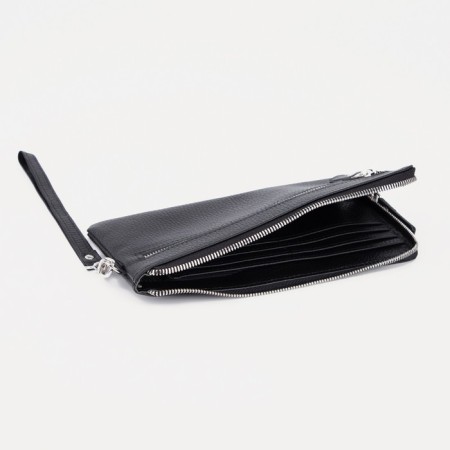 Women's wallet on the zipper Textura, with a pen, black color-2