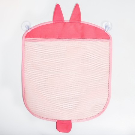 A mesh for storing toys in the bathroom on suction cups "Bunny", pink color-3
