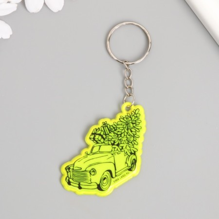 A keychain plastic reflective "pickup with a Christmas tree and gifts" 5x, 8 cm