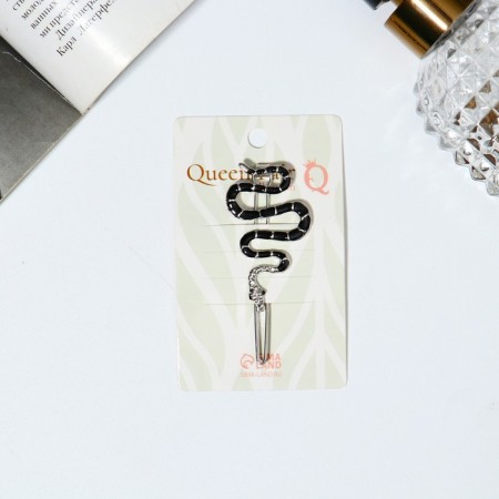 Hair clip "Snake" 6 cm, silver-black-2