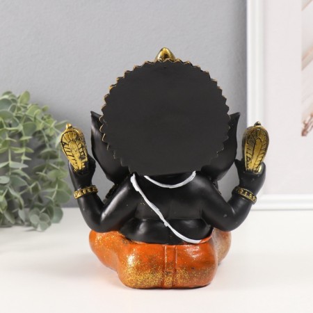 Polystone souvenir "Ganesha Black, in orange trousers" 12x17.5x21 cm-2