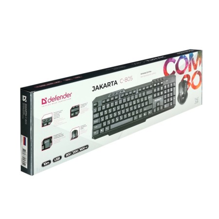 Keyboard set and Defender JakArta C-805 RU, Upper, Membram, 1600 DPI, USB, Black-11