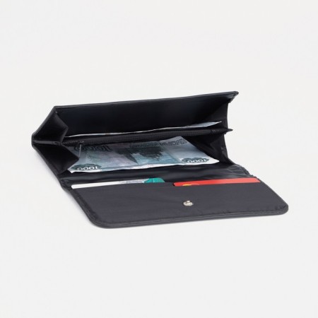 Women's wallet on the button, black color-3