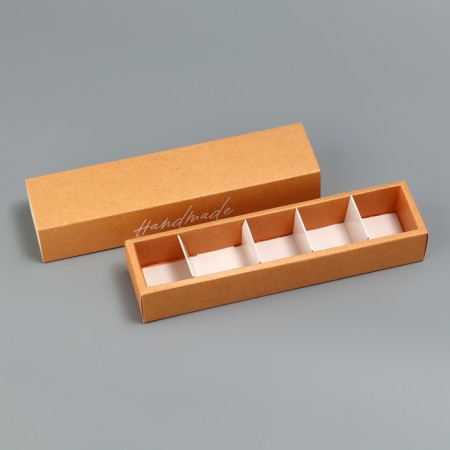 Box for sweets, confectionery packaging, 5 cells, "craft", 5 x 21 x 3.3 cm-3