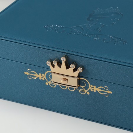 Casket to the leatherette for jewelry "Queen" blue 18x27x9 cm-2