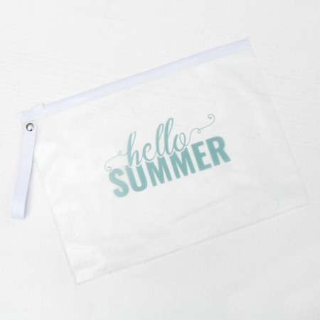 Cosmetic bag for a swimsuit, department on zip-lice, white / blue color-2