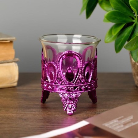 Climber Plastic, glass for 1 candle "droplets" pink 7x6x6 cm-2