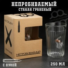 A glass faceted with a “impenetrable. Kraft” bullet, 250 ml