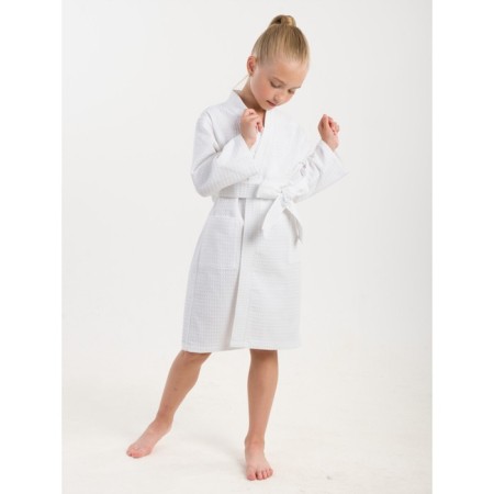 Waffle children's robe "kimono", size 32, white color-1