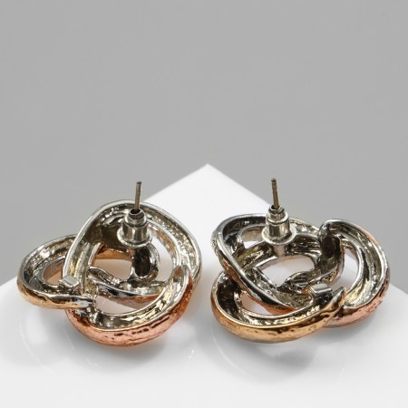 Earrings Metal "Weave" Trio, color silver-gold-2