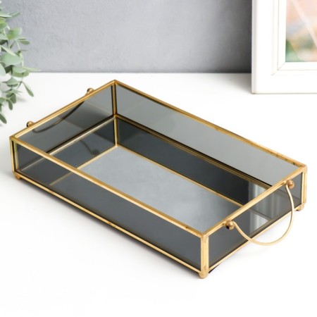 Standing interior glass with a rectangular mirror "Darkened" with handles 5x14x24 cm-2