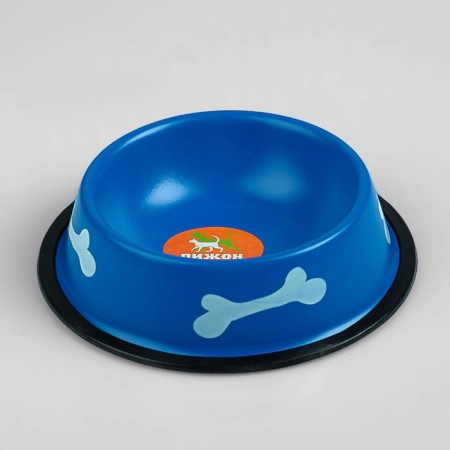 A bowl with bones, iron with a non -slip base, 150 ml, blue