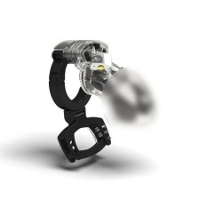 A male fidelity belt with a MYSTIM PUBIC ENEMY No 3 ring with a ring