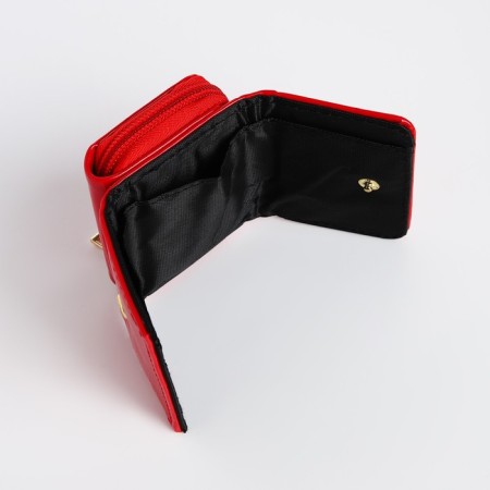 Women's wallet on the button, red color-4