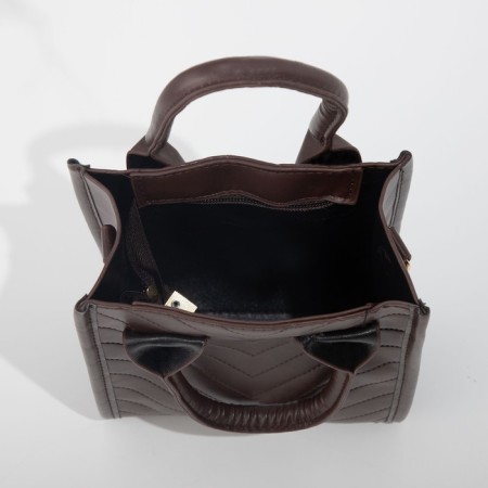 Bag Women's Tout with zipper, brown color-5