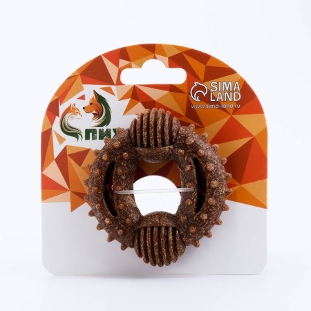 Dog toy "Ring with spikes", tpr+bamboo, 8 cm-4