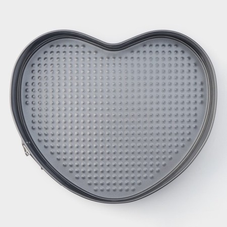 The form for baking the share "Elin. Heart ", 28.5 × 25.5 × 6.6 cm, removable bottom, anti -stick coating, black color
