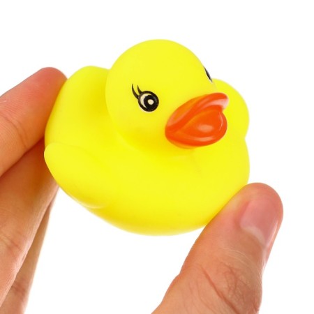 A set of rubber toys for the bath "Soap dish: colored ducks", 13.5 cm, with a squeak, 4 pcs, crush me-5