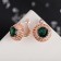 Earrings with rhinestones "Edel" circle, emerald color in pink gold