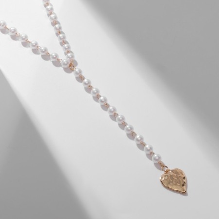 Piece with pearls "Olympia" Suspension heart, white color in gold, 30 cm-2