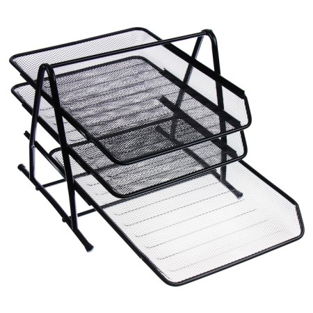 Horizontal paper tray, 3 compartments, black mesh-2