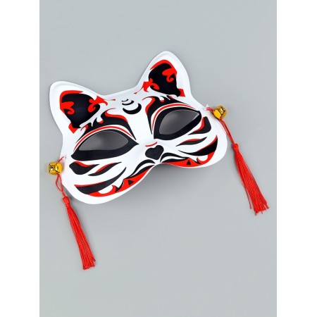 Kitsune carnival mask, black and red-1