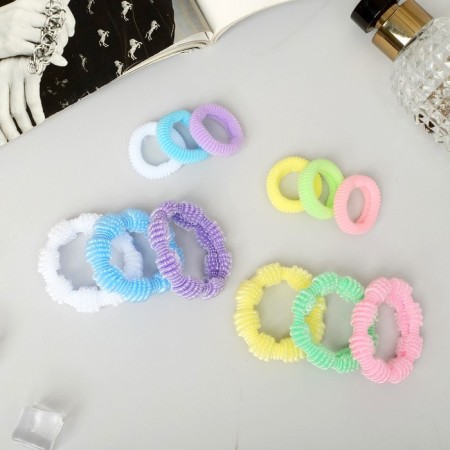 Hair elastic band "Mahrushka" (set 12 pcs) bright color, mix-1