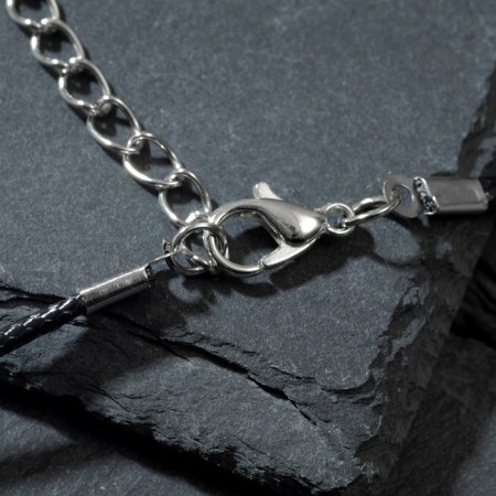Unisex pendant "Tiger Fang", white color in black silver on a black lace, 40 cm-1