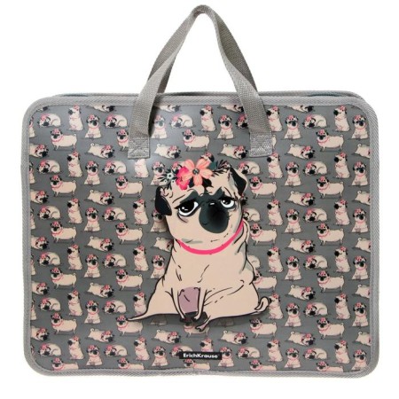 Folder with A4+handles, 335 x 265 x 60 mm, Erichkrause "Chilling Dog", 600 μm, lightning from above, with print-1