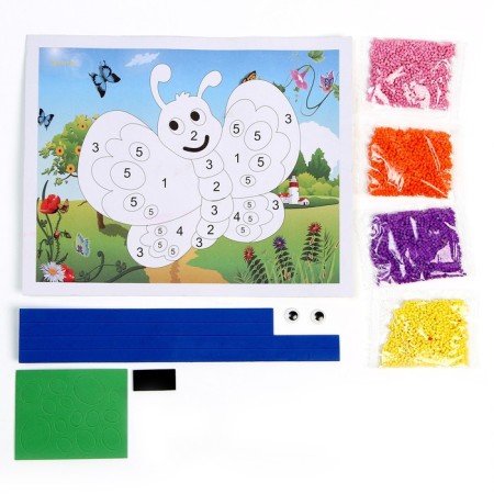 Set for creativity: EVA applique with crumbs and coloring + mask on the elastic band "Butterfly"-3