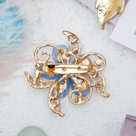 Brooch "Flower" forget -me -not, blue color in gold-2