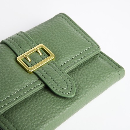 Women's wallet on the button, green color-2