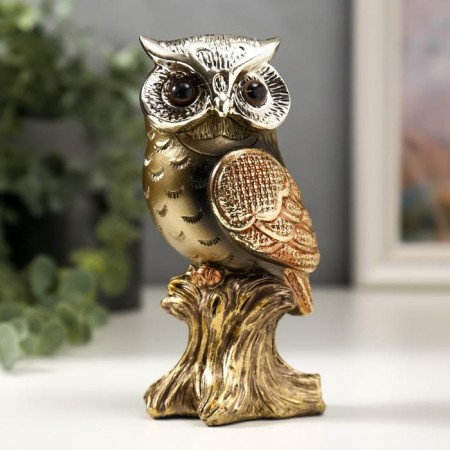 Souvenir Polystone "Wise owl Madeline" bronze with gold 14x6x5.5 cm