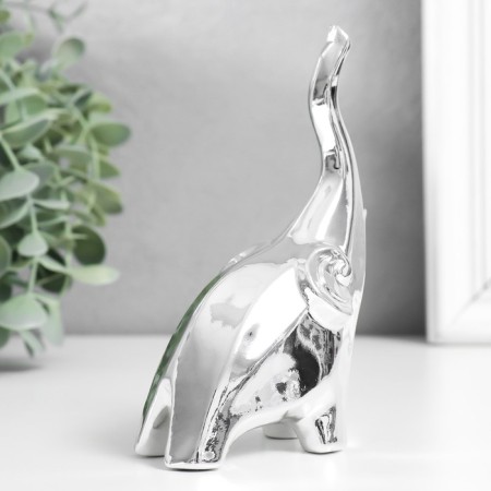 Souvenir Ceramics "Elephant - Dobrot Up" silver 8x5.3x14 cm-2