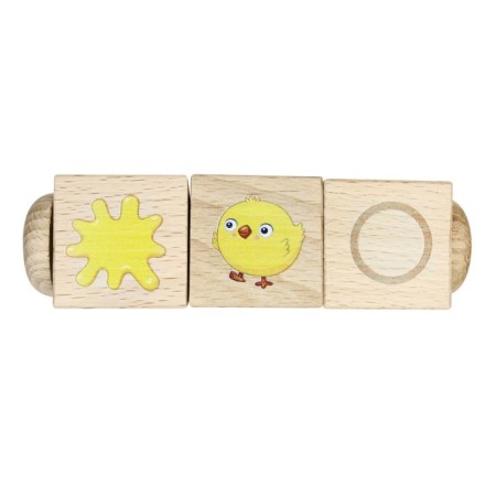 Wooden cubes “Learn colors and shapes”, on the axis, 3 cubes-7
