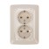 Double socket Kranz ceramics, with grounding, hidden installation, 16a, beige KR-78-0250