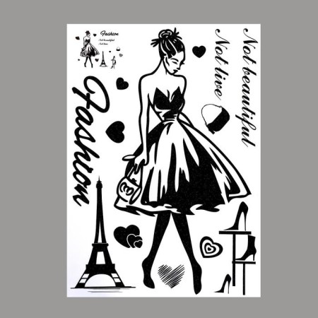 Sticker Plastic Black Black "Girl in a magnificent dress" Squeezes 50x70 cm