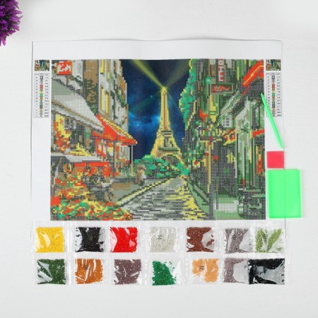 Diamond mosaic with partial filling "Paris", 30 x 40 cm, canvas, capacity. Set for creativity-2