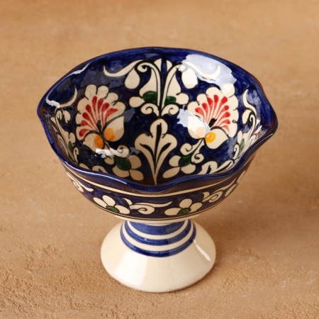 Candy of Rishtan ceramics "Flowers", blue 14 cm,-1