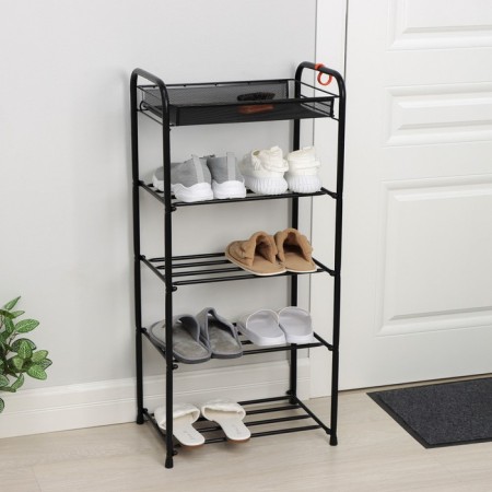 Shoe stand, 5 tiers, 45 × 30 × 95 cm, black color-1