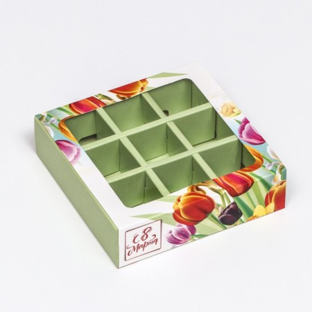 Box for 9 sweets with a shell "since March 8", 13.7 x 13.7 x 3.5 cm-1