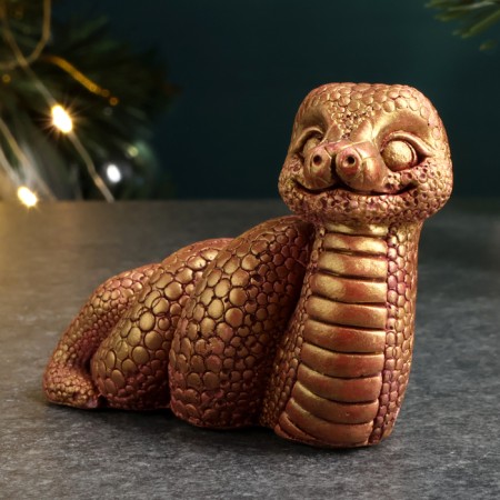 Figure "Snake Spiral" burgundy with gilding, 4x7x4cm-1