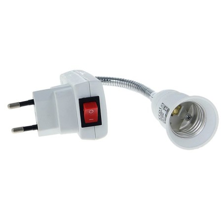 Adapter Ecola, fork-patron, E27, 275 x 45 mm, with a switch, flexible, white-2