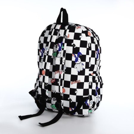 School backpack from textiles on lightning, 3 pockets, black color-3