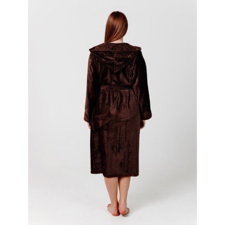 Women's robe with a hood, size 48, color chocolate-2