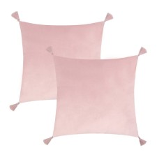 A set of decorative pillowcases Ethel with tassels, pink color, 45x45 cm - 2 pcs, polyester, velor