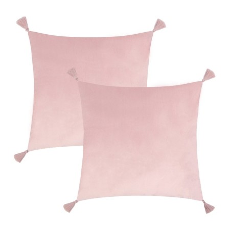 A set of decorative pillowcases Ethel with tassels, pink color, 45x45 cm - 2 pcs, polyester, velor