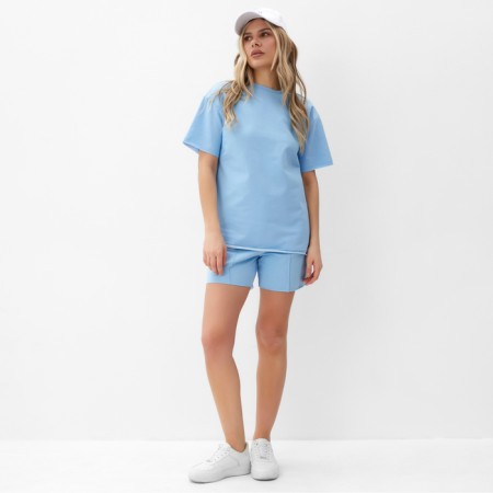 Set (T -shirt, shorts) Women's Minaku: Casual Collection, Blue Color, Size 42-4